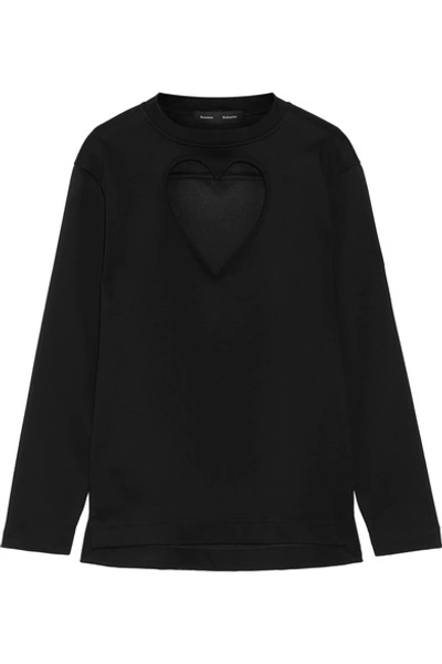 Cutout Heart Bonded Jersey Long Sleeve T shirt In Black