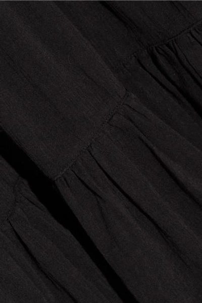 Shop Mara Hoffman Tiered Organic Cotton-gauze Midi Dress In Black