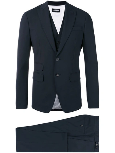 Shop Dsquared2 London Three-piece Suit In Blue