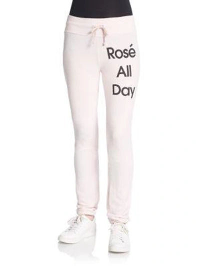 Wildfox Rose All Day Lounge Pants In Ghost Pink