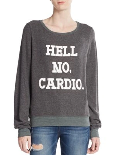 Wildfox No Cardio Sweatshirt In Dirty Black