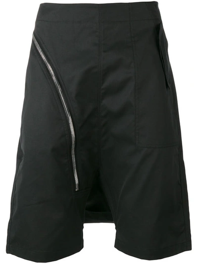 Rick Owens Drkshdw Drop Crotch Zip Shorts In Black