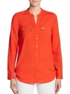 CALVIN KLEIN COLLECTION Rolled-Up Sleeves Blouse,0400087482111