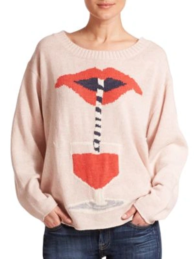 Wildfox Suck It Up Printed Sweater In Pout