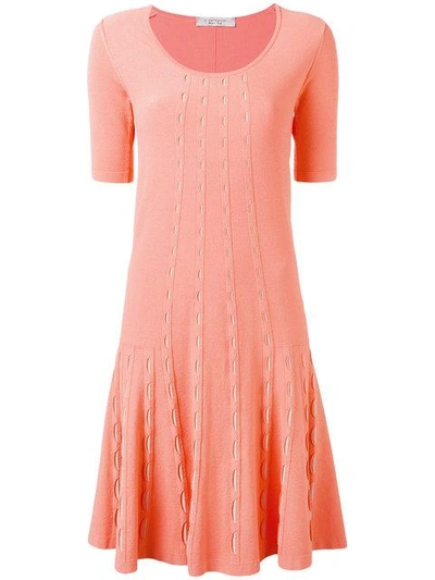 Shop D-exterior D.exterior Knitted Flared Dress - Pink