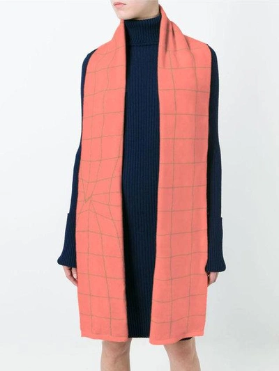 Shop Umd Cashmere Grid Knit Scarf - Pink