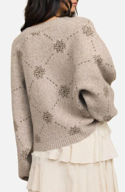 Blu Pepper Jacquard Cardigan In Brown