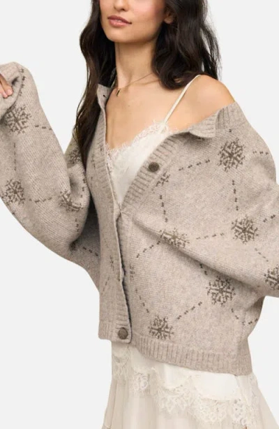 Blu Pepper Jacquard Cardigan In Brown