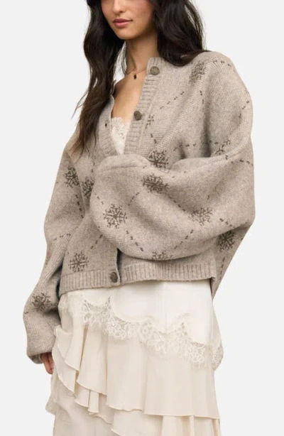 Blu Pepper Jacquard Cardigan In Brown
