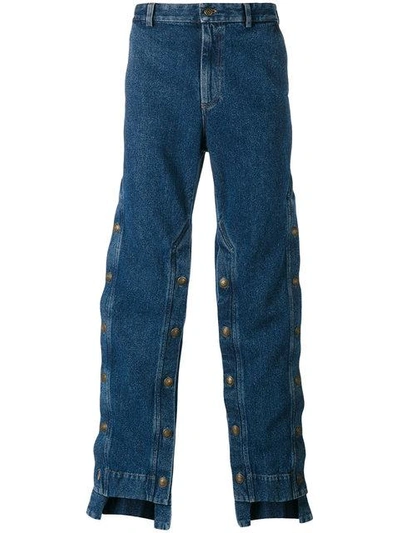 Shop Y/project Y / Project Decorative Button Wide-leg Jeans - Blue
