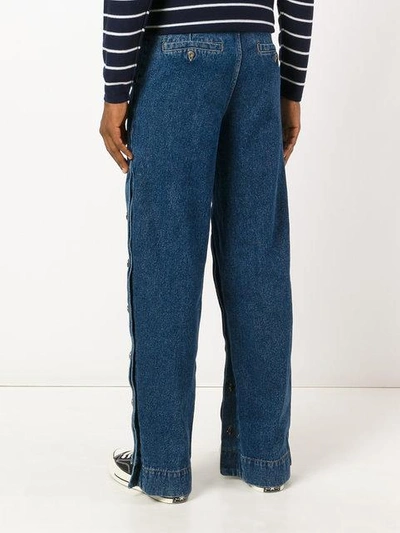 Shop Y/project Y / Project Decorative Button Wide-leg Jeans - Blue