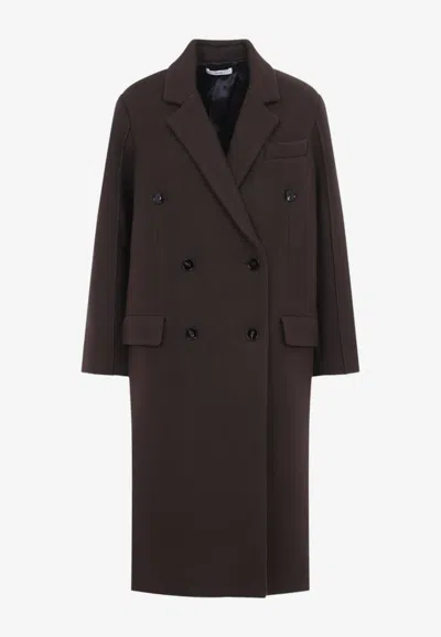Co Oversized Double-breasted Long At In Brown