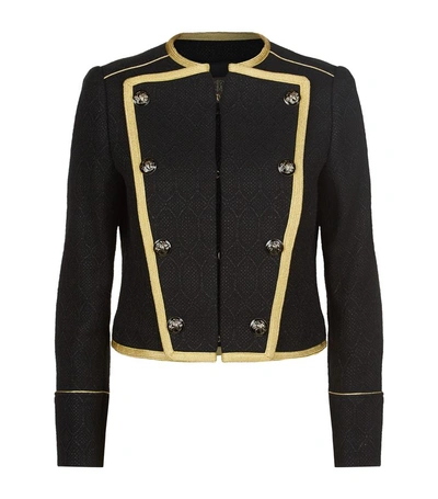 Roberto Cavalli Golden Braid Military Jacket In Black