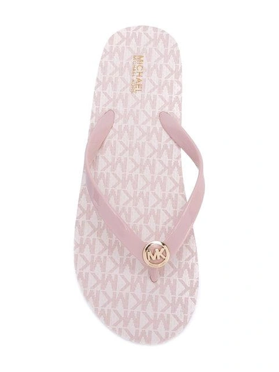 Shop Michael Michael Kors Logo Flip Flops In Pink