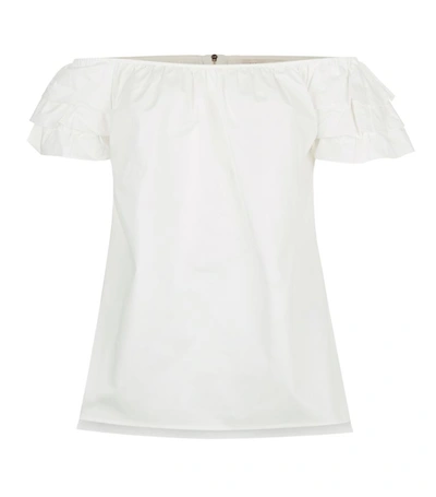 Ted Baker Ruffled Off-the-shoulder Stretch-cotton Top In White
