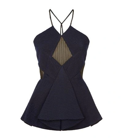 Roland Mouret Deaton Cotton-blend Top In Blue