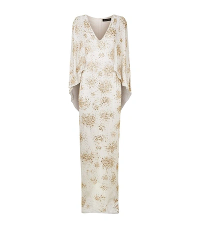 Jenny Packham Cape Sleeve Embellished Gown In White