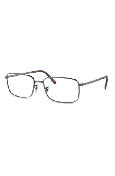 Ray Ban Ray-ban 57mm Rectangular Optical Glasses In Silver