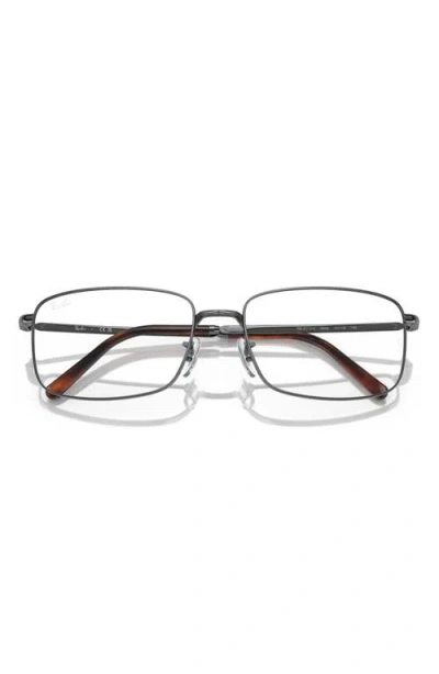 Ray Ban Ray-ban 57mm Rectangular Optical Glasses In Silver