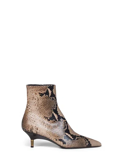Khaite Taupe Python-embossed Leather Bella Ankle Boots In Brown