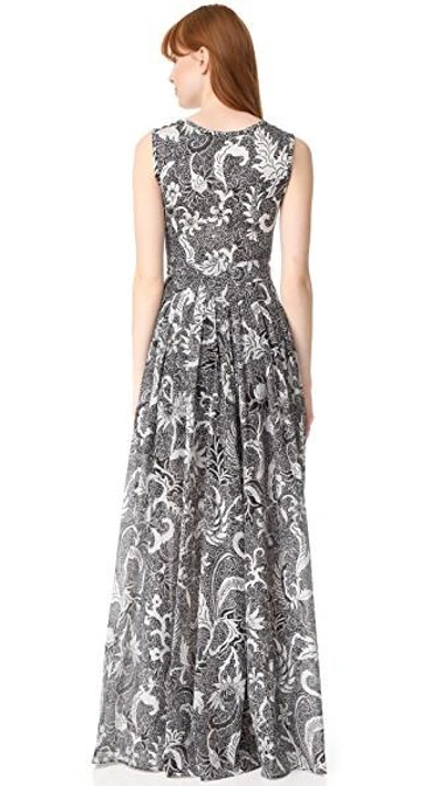 Shop Diane Von Furstenberg Floor Length Pleated Dress In Serret Black