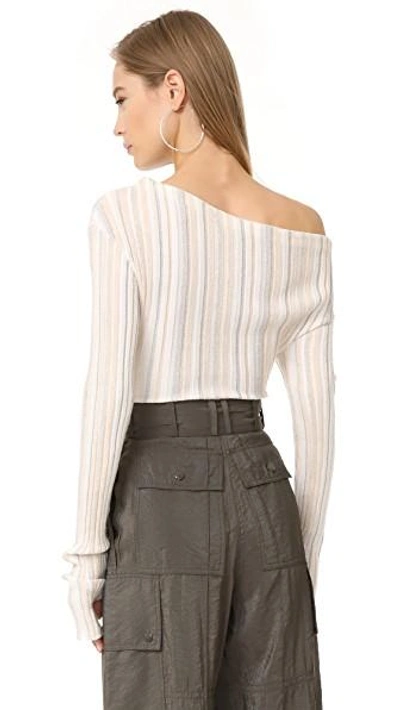 Shop Jacquemus Ribbed Long Sleeve Sweater In Beige