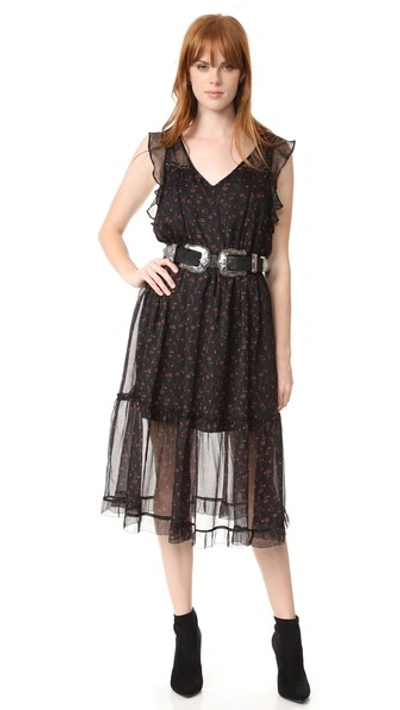 Bb Dakota Cal Floral Printed Dress In Black