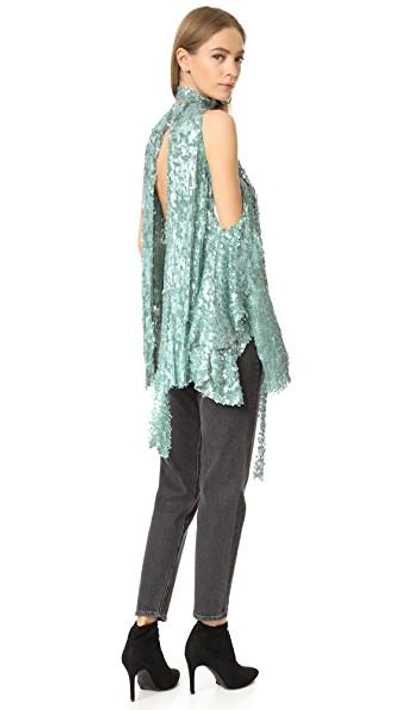 Shop Magda Butrym Sequin Blouse In Green/silver