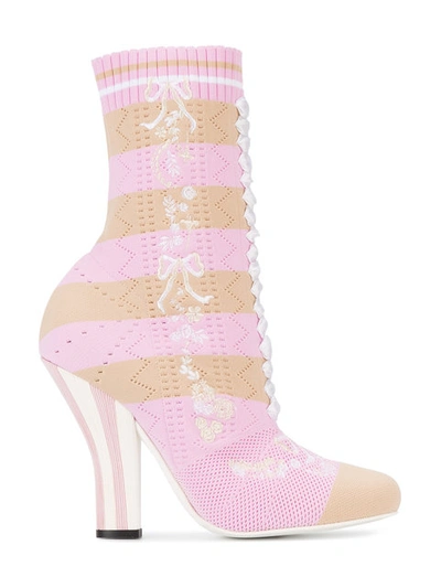 Fendi Stretch-knit Ankle Boots In Pink & Purple | ModeSens