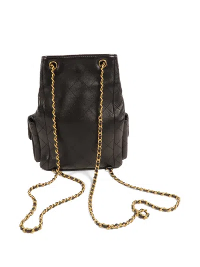 Chanel Cc Quilted Backpack In Black