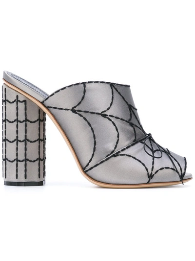 Shop Marco De Vincenzo Spider Web Mules In Grey