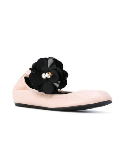 Shop Lanvin Floral Pin Ballerina Shoes