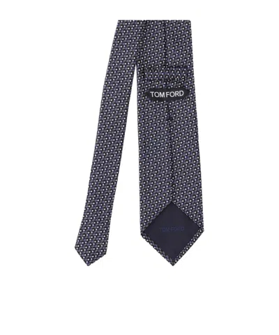 Tom Ford Geometric-pattern Silk Tie In Blue