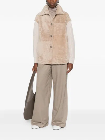 Fedeli Shearling-effect Button-up Jacket In Brown