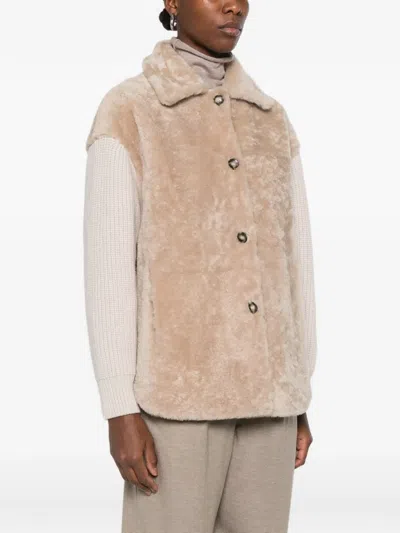 Fedeli Shearling-effect Button-up Jacket In Brown