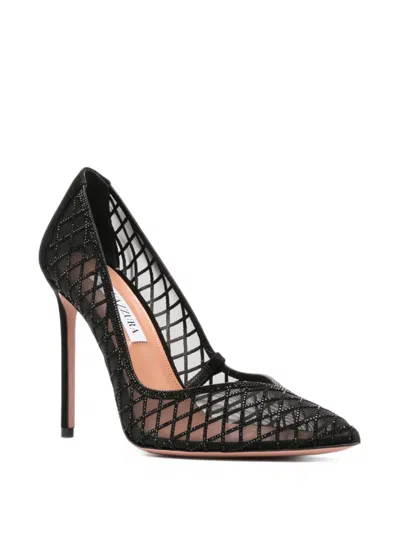 Aquazzura Lumiere Crystal-mesh Pumps In Black | ModeSens