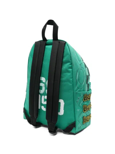 Dagger Patch-detail Graffiti-print Backpack In Green