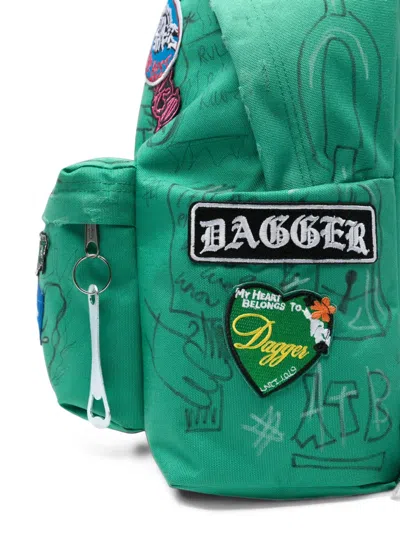 Dagger Patch-detail Graffiti-print Backpack In Green