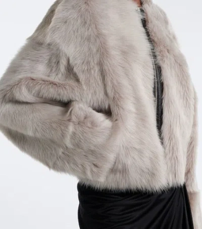 Nour Hammour Solid Shearling Jacket In Gray