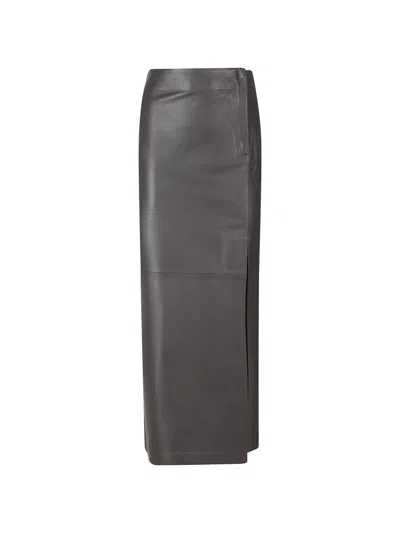Alysi Leather Wrap-style Midi Skirt In Gray | ModeSens