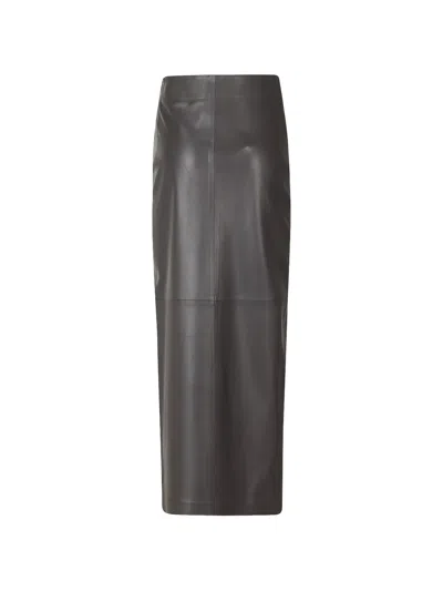 Alysi Leather Wrap-style Midi Skirt In Gray | ModeSens