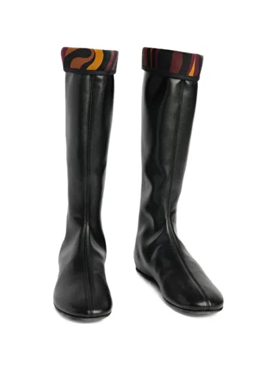 Pucci Stretch Boot With Printed-cuff In Multi
