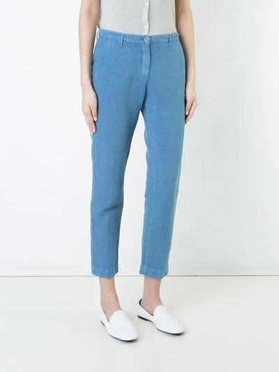 Shop Massimo Alba Cropped Trousers In Blue