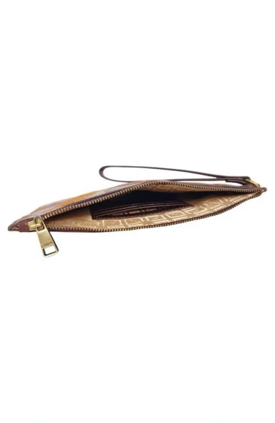 Lodis Patchwork Leather Clutch In Brown Multi