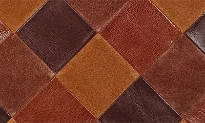 Lodis Patchwork Leather Clutch In Brown Multi
