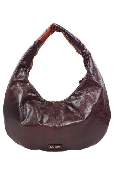 Lodis Patch Train Mini Leather Shoulder Bag In Brown Multi