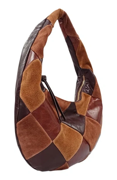 Lodis Patch Train Mini Leather Shoulder Bag In Brown Multi