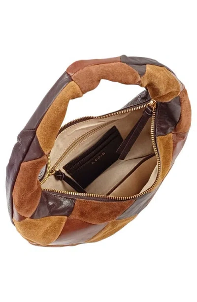 Lodis Patch Train Mini Leather Shoulder Bag In Brown Multi