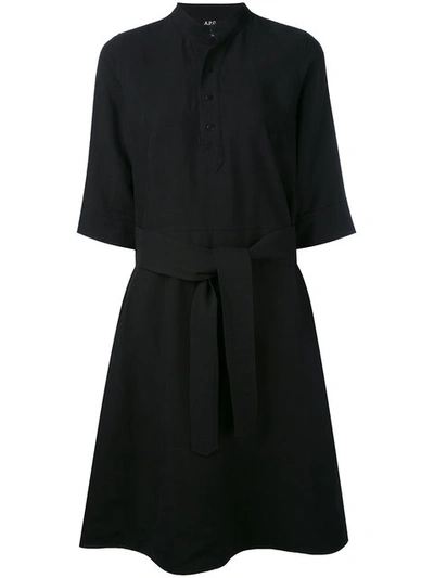 Apc Oleson Linen-blend Dress In Noir