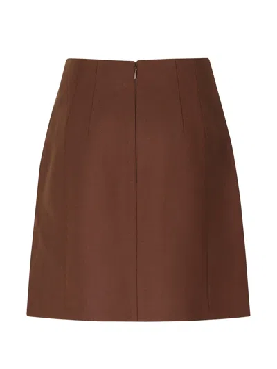Herskind Java Brown Virgin Wool-blend Flap-pocket Mini Skirt In Brown